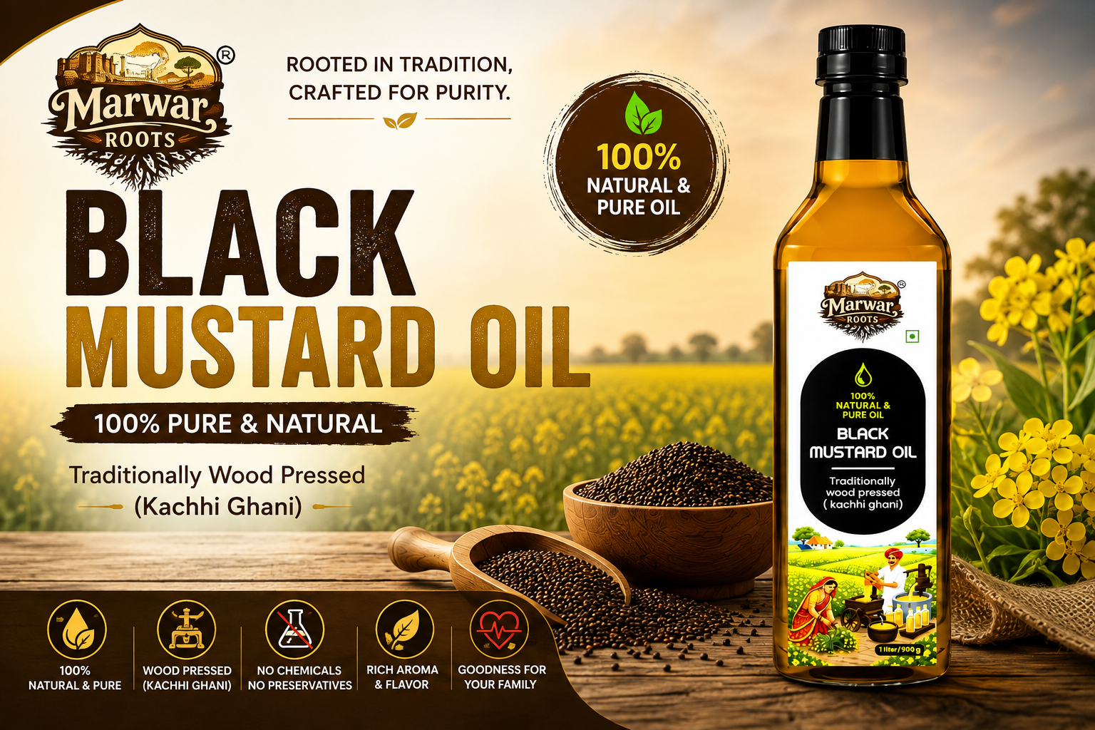 Black Mustard Oil (Kachhi Ghani)